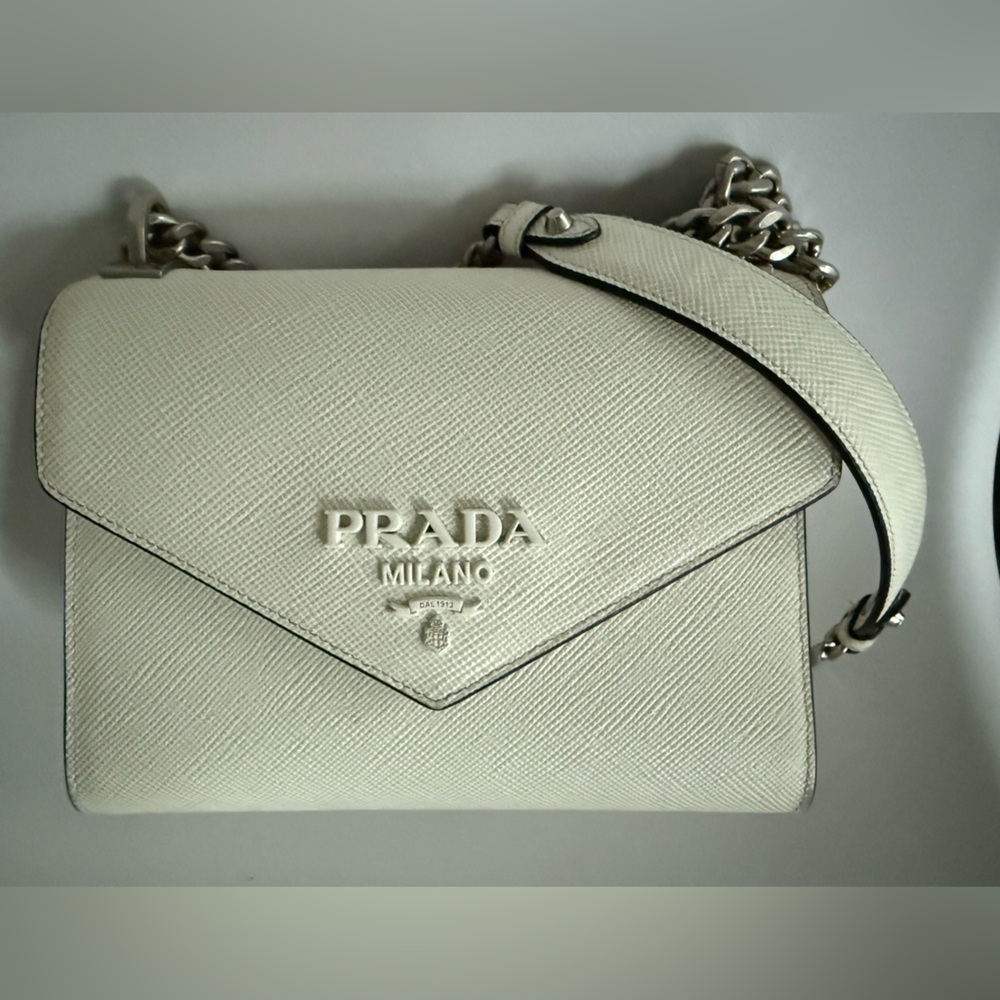 Prada White Leather Crossbody Bag